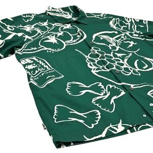 Obey Cafe Button-Up Shirt Mens Large Organic Short Sleeve Floral Casual Party